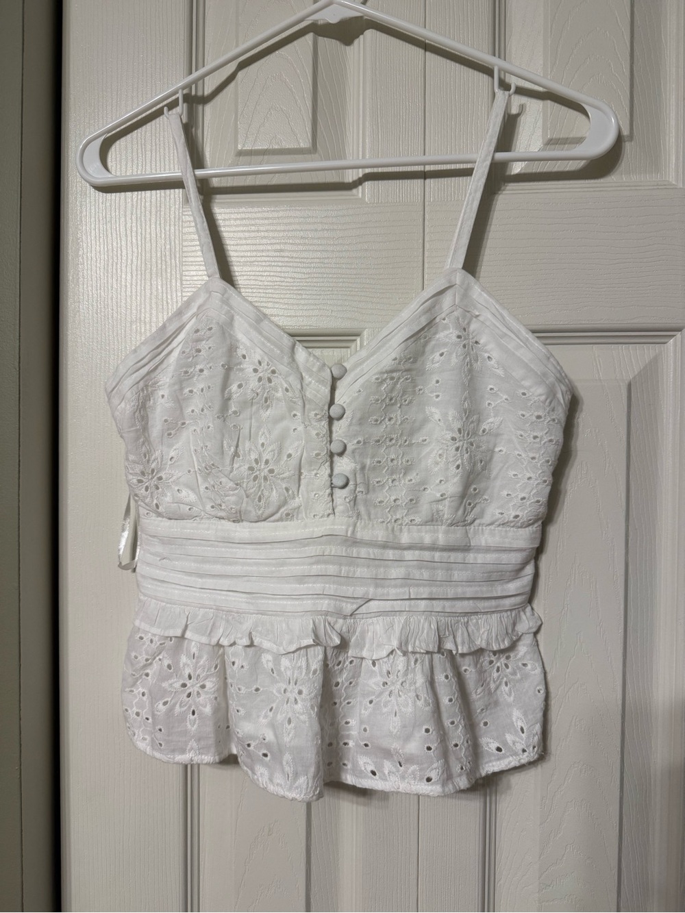 White Eyelet Cami Top